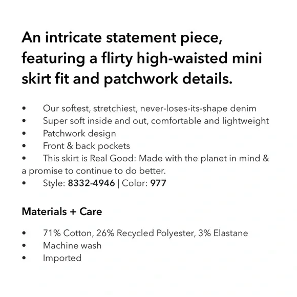 AE Stretch High Waisted Patchwork Denim Mini Skirt - Picture 4 of 9